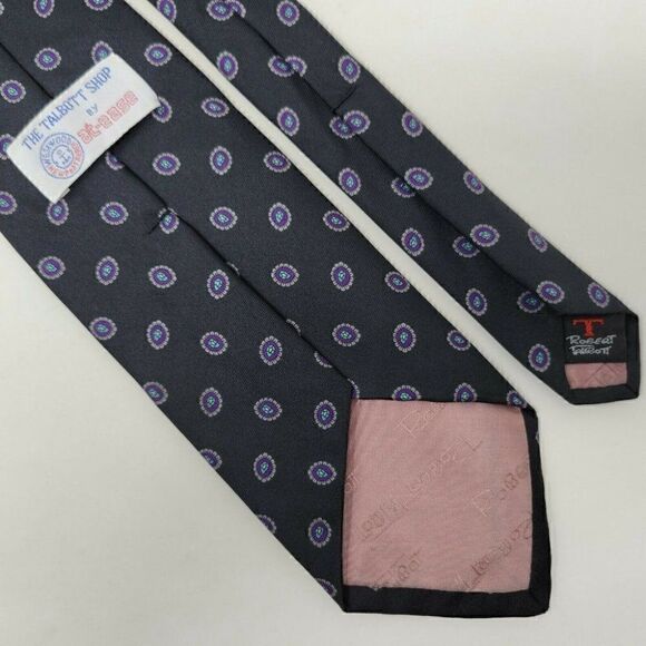 ROBERT TALBOTT SHOP SILK TIE BLACK PURPLE FLORAL - Picture 2 of 2